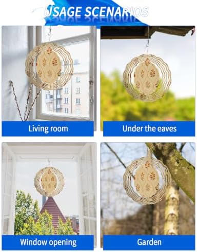 10 Inch Fall Leaves Rustic Wind Spinner for Yard and Garden, Brown Vintage Farmhouse Pumpkin Hanging Ornaments Outdoor 3D Kinetic Wind Sculpture Spinners Indoor Outdoor Patio Décor Ornaments Gift - Image 7