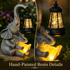 Candieslife Solar Elephant Garden Statue with Lantern, Outdoor Resin Elephant Figurine Lights for Yard Patio Porch Lawn, Weather-Resistant Garden Decor Sculpture, Gifts for Mom Women Grandma - Image 4