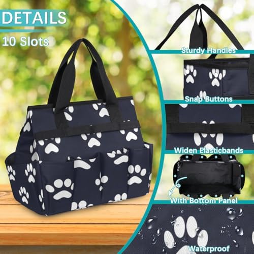 Dog Bones Paw Garden Tool Bag Organizer Heavy Duty Dog Paws Gardening Tote Bag with 10 Pockets for Women Men Gardening Gifts - Image 6