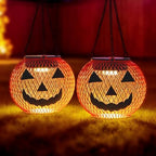 Outdoor Solar Pumpkin Lights, 2 Pack Warm White Halloween Lanterns by chatool