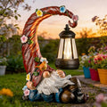 twinbling Garden Gnomes Outdoor Statue with Solar Light, Waterproof Resin Gnome Decor, Funny Garden Sculptures for Patio Lawn Yard, Mom Gifts for Mother’s Day Housewarming by Twinbling