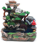 Tabletop Fountain Ornament, 110V Desktop Waterfall Fountain with LED Atomizer and Pond, Featuring Realistic Waterfall Artificial Trees, Rockery Water Fountains for Indoor Home Office Desk Decor (F) by WDZCZDoo