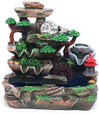 Tabletop Fountain Ornament, 110V Desktop Waterfall Fountain with LED Atomizer and Pond, Featuring Realistic Waterfall Artificial Trees, Rockery Water Fountains for Indoor Home Office Desk Decor (F) by WDZCZDoo