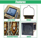Solar Lantern Majestic Lion Golden Crown Stained Glass Style Wildlife Art Outdoor Waterproof Hanging Solar Light Outside Lights for Patio Yard House Lawn Decor Birthday Gifts for Women Mom - Image 3