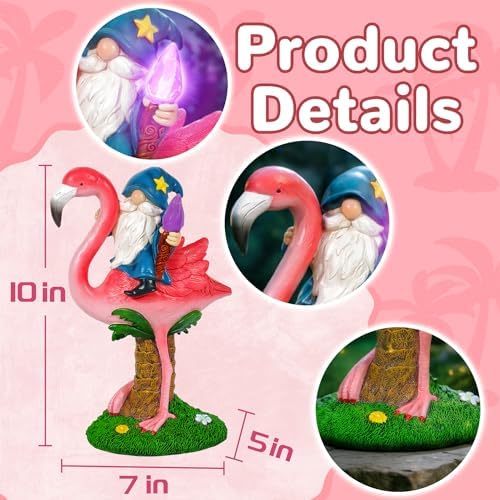Gnome Flamingo Solar Garden Statue Outdoor Figurine Decor Lights - Image 3
