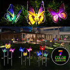 Upgraded Outdoor Solar Garden Lights - 3 Pack Solar Butterfly Decoration Lights - 7 Color Changing LED Waterproof Solar Stake Lights for Garden, Patio, Yard, Lawn, Walkway Decoration - Image 2