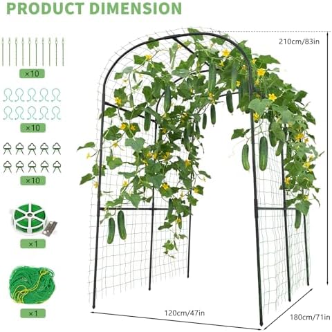 DoCred Tall Garden Arch Trellis for Climbing Plants, 83 Inch Tall Metal Plant Support Trellis Archway for Climbing Vine Vegetable/Fruit/Flower Outdoor Yard Lawn Garden Arch Tunnel Trellis - Image 5