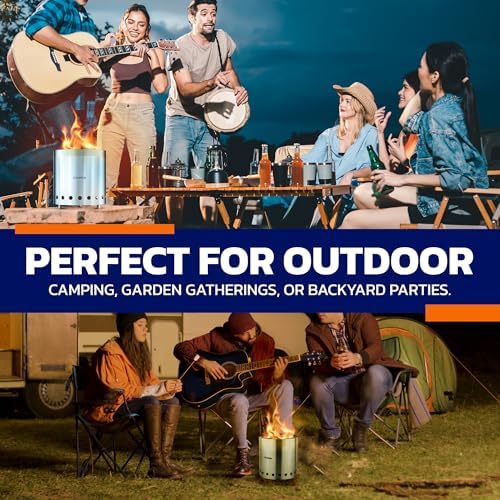 CAMPIOR Wood Burning Fire Pit Stove with Black Exterior - Smokeless Outdoor Stove for Efficient Wood Fires, Camping, and Gatherings, Stainless Steel with Removable Ash Pan, Stand and Carry Bag - Image 6