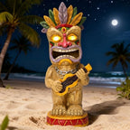 Solar Tiki Garden Statue with LED Eyes Outdoor Resin Ukulele Player Yard Decor Solar Light Hawaiian Style Lawn Ornament for Patio Porch Tiki Bar Decor Best Gift for Tiki Lovers by HalpssfmGardenDecor-Gift