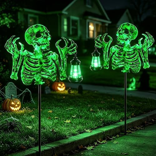 Halloween Decorations Outdoor Scary Skeleton Yard Stakes Solar Lights - Image 5