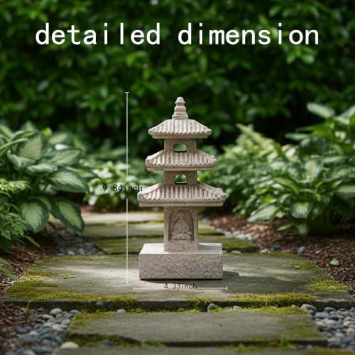 Solar Power Rice White Three Layers Resin Pagoda Garden Statues,Lawn Adorn - Image 3