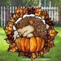Hedgehog Pumpkin Fall Autumn Acrylic Suncatcher by AVAGAN