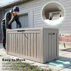 75 Gallon Waterproof Resin Deck Box, UV Resistant Outdoor Storage for Garden, Patio, Porch, Delivery（Grey，75 Gallon） - Image 3