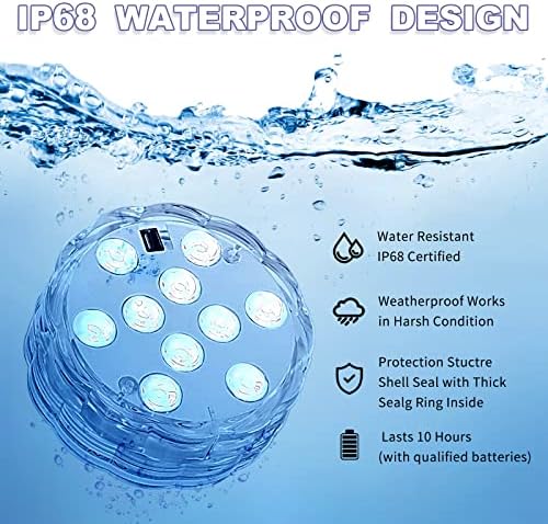 Mudder 24 Pack Submersible LED Lights with Remote 2.8" Hot Tub Lights Waterproof Pool Underwater LED Light Battery Operated Bathtub Lamp 16 Color Changing Lamp for Pool Pond Vase Aquarium Decoration - Image 4