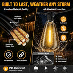 Solar Lights Outdoor Waterproof: ST38 50FT 15M Patio Lights Shatterproof Bulbs - Solar Powered & USB Charging- Remote Control 3 Light Modes Dimmable Solar Light - Garden Camping Backyard - Image 7