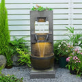 Sunlinua 39H Modern Outdoor Water Fountain with LED Light by Sunlinua