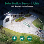 4500LM Solar Lights Outdoor, 4 Adjustable Heads Motion Sensor Lights, 3 Modes, 6500K, IP65 Waterproof Solar Security Wall Lights, Remote Control Flood Lights, Garden, Outside, Backyard, 2 Pack - Image 4