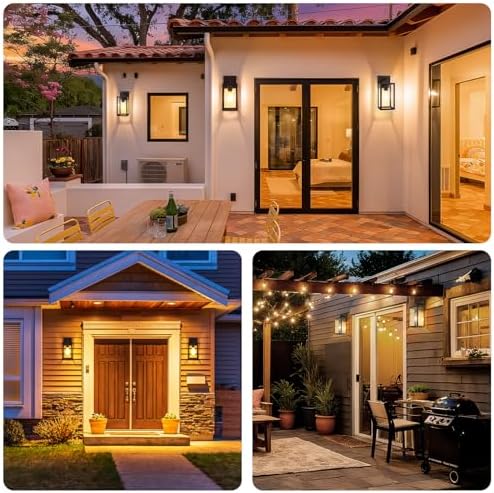Outdoor Wall Light Fixtures, Exterior Wall Lanterns, Black, 2-Pack, 12 In - Image 2