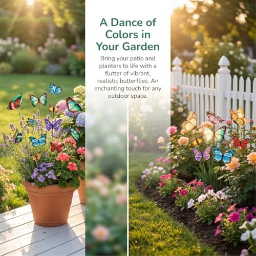 50/100/200 Pcs Butterfly Garden Stakes, 3D Artificial Butterflies for Flower Arrangements & Bouquets, Waterproof Decorative Garden Stakes for Outdoor Yard Decor (50, 5.9in) - Image 2