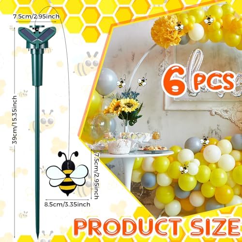 Retisee 6 Pcs Flying Bees for Centerpieces Solar Fluttering Garden Decor - Image 3