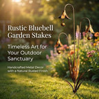 Triple Bluebells Garden Stake with Bell Metal Flower Outdoor Yard Decoration Weather Resistant Rustic Decorative Stake for Lawns Patios and Garden Beds - Image 5