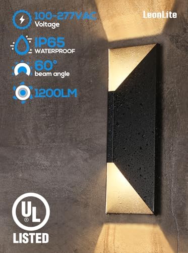LEONLITE 2-Pack Dimmable LED Up Down Wall Light, 100-277V, CRI 90+, 3000K - Image 4