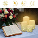 Flameless Candles Battery Powered LED Pillar Candles Tealights with Remote Timer Color Changing Control for Indoor Outdoor Home Tabletop Decoration Set of 4, Daisy Floral Green - Image 4