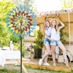 Wind Spinner Kinetic Wind Sculpture, 18.5" W x 78.7" H Large Metal Outdoor Windmill with 5‑Prong Stable Base, 360° Rotatable 6 Blades 3‑Tier Wind Catcher Yard Art Decor for Patio Lawn Garden Backyard - Image 6
