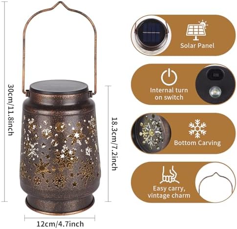 2 PCS Outdoor Lanterns Solar Powered Waterproof Decorative Hanging, Solar Power Lanterns for Outside, Christmas Gifts for Women, Flower Decor for Garden Lawn Backyard Front Porch - Image 2