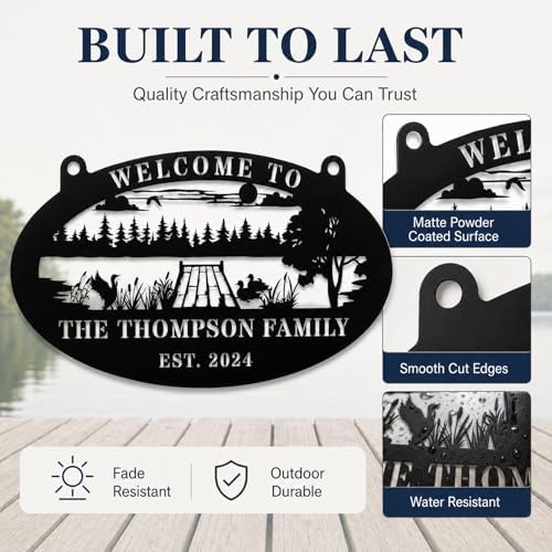 Personalized Lake Dock Metal Sign Custom Outdoor Family Lake Lot Sign for Dock Boathouse Cabin Cottage Lakeside Wall Decor Gift for Lake House Owners - Image 4