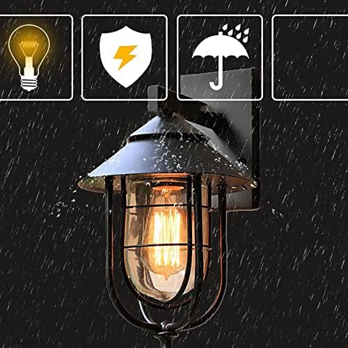 Black 1-Light Outdoor Wall Lantern 1 Pack, Iron Exterior Wall Lamp with Clear Glass Shade Vintage Wall Light Fixtures Wall Mount Kerosene Style Lamp for Porch Yard Garage Room - Image 4