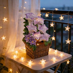 Tabletop Water Fountain Indoor Tabletop Fountain Purple Morning Glory Themed Lavender Desk Fountain with Light Heavenly Blue Zen Indoor Calming Fountain and Waterfall for Office Relaxation(P) - Image 2