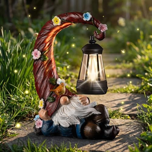 twinbling Garden Gnomes Outdoor Statue with Solar Light, Waterproof Resin Gnome Decor, Funny Garden Sculptures for Patio Lawn Yard, Mom Gifts for Mother’s Day Housewarming - Image 6