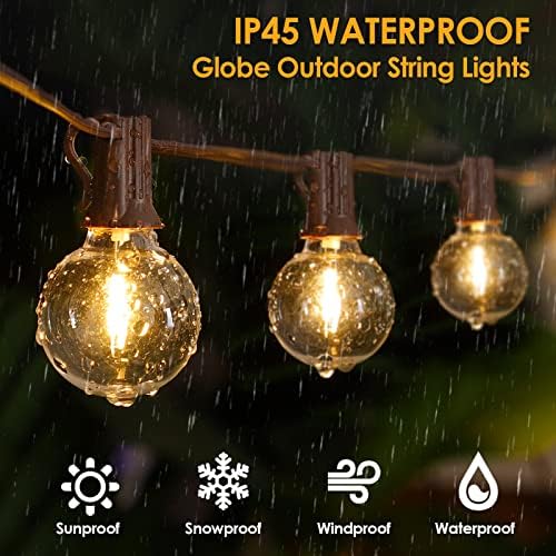 Mlambert 100Ft LED Outdoor String Lights, Dimmable G40 Globe Patio Lights with 50+3 Waterproof Shatterproof Bulbs for Backyard Porch-Brown Cord 1 Pack - Image 4