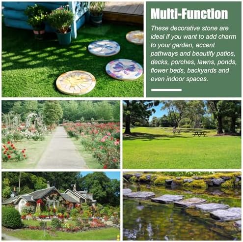 Kunovo Outdoor Stepping Garden Stones, Exquisite Path Decorative Stone with Sun Butterfly Flower Dragonfly Pattern, Backyard/Pathway Landscaping Decor (Size : Butterfly), 58741 - Image 7