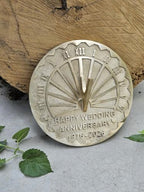 Brass Sundial Garden Clock Wedding for Couples Engraved Roman Numeral Sundial –50th Anniversary (Brass, 8 Inch) - Image 2