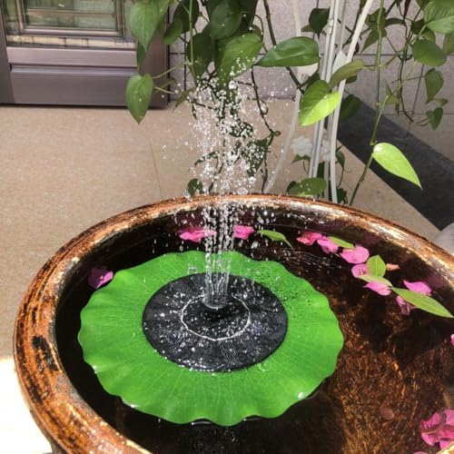 Solar Bird Bath Fountain Floating Lotus-Leaf Solar Water Fountain with Nozzle for Garden Pond Decoration Outdoor Pump - Image 5