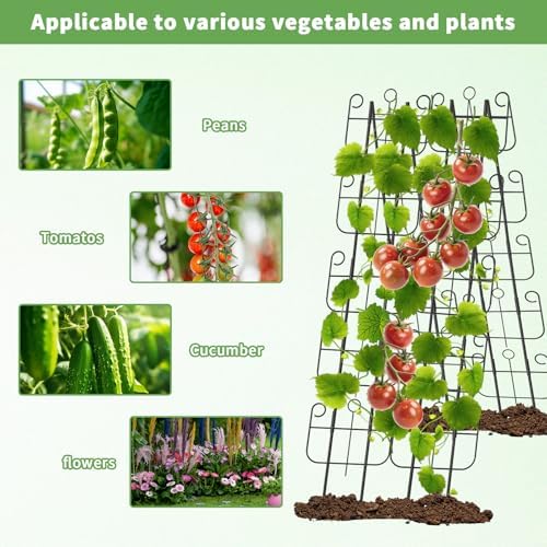 Cucumber Trellis for Raised Bed, Metal Rustproof A-Frame Garden Trellis, Outdoor Heavy Duty Climbing Plants Support for Cucumber, Vegetables, Vine, Expandable Height & Width - Image 3