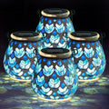 Stargarden 4 Pack Mosaic Solar Lanterns, Blue Glass Hanging Lantern by Stargarden