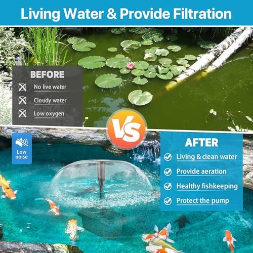 POPOSOAP 55W Solar Fountain Pump with Pond Filter Box, Solar Pond Pump 580GPH Adjustable Flow, Pond Filters for Outdoor Ponds Fish Tank Pool Waterfall Koi Pond Water Features - Image 3