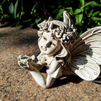 Garden Angel with Bird Statue, Resin Fairy Outdoor Memorial Decor - Image 5