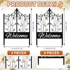 4 Pack Welcome Decorative Garden Fence Metal Arched Yard Border Fence - Image 4
