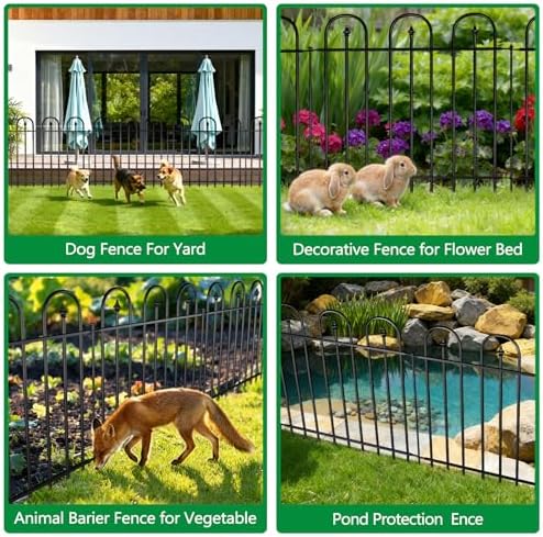 Garden Fence Animal Barrier - 10 Panels, 24 in(H) x 24 ft(L) No Dig Garden Fence, Arched Decorative Garden Fence Border with Ground Stakes, Rustproof Metal Fencing for Yard Patio Dog Rabbit - Image 6