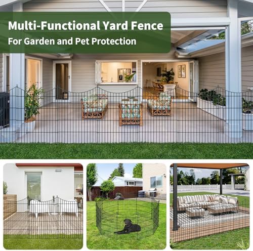 10 Panel No Dig Metal Garden Fence 32"H x 23.6'L Dog Fence Outdoor for Yard - Image 5