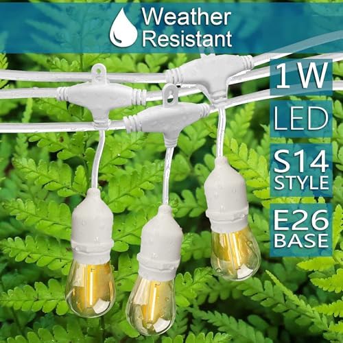 Banord Outdoor String Lights, 48FT Waterproof Patio Lights with 1W Dimmable LED Bulbs, White Hanging String Lights for Outdoor Backyard, Garden, Deck, Porch, Gazebo, Balcony, Camping, Party - Image 3