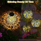 2 Pack Crystal Mosaic Solar Hanging Lantern Outdoor Garden Light Waterproof - Image 3