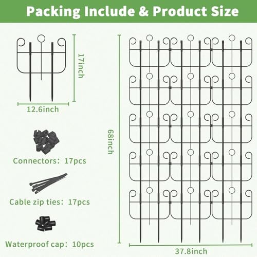 Garden Trellis for Climbing Plants, Outdoor Rustproof Heavy Duty Plant Climber Support for Flowers, Vine, Cucumbers, Expandable Height & Width, No Dig Decorative Garden Fence Panels - Image 2