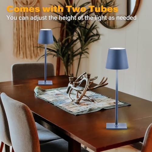 CHLORANTHUS 2 Pack Cordless Table Lamps, 3 Colors Stepless Dimming, 5000mAh Rechargeable Battery LED Desk Lamp for Bedroom/Couple Dinner/Desk/Cafe/Dining Room/Terrace - Image 5