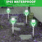 Tyenaza 4Pcs Solar Torch Skull Light, Green Flickering Flame IP65 Waterproof Solar Pathway Lights Outdoor Halloween Decorations - Image 7