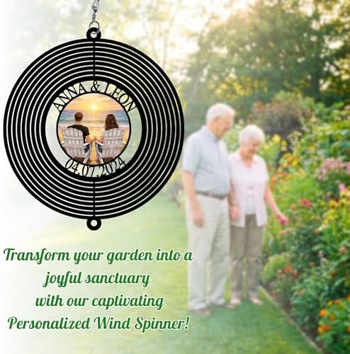 Personalized Beach Sunset Couple Wind Spinner, Custom Names & Date Metal Hanging with Photo Seaside Art, Outdoor Garden Yard Window Home Decor, Gifts for Anniversary, Valentine - Image 7